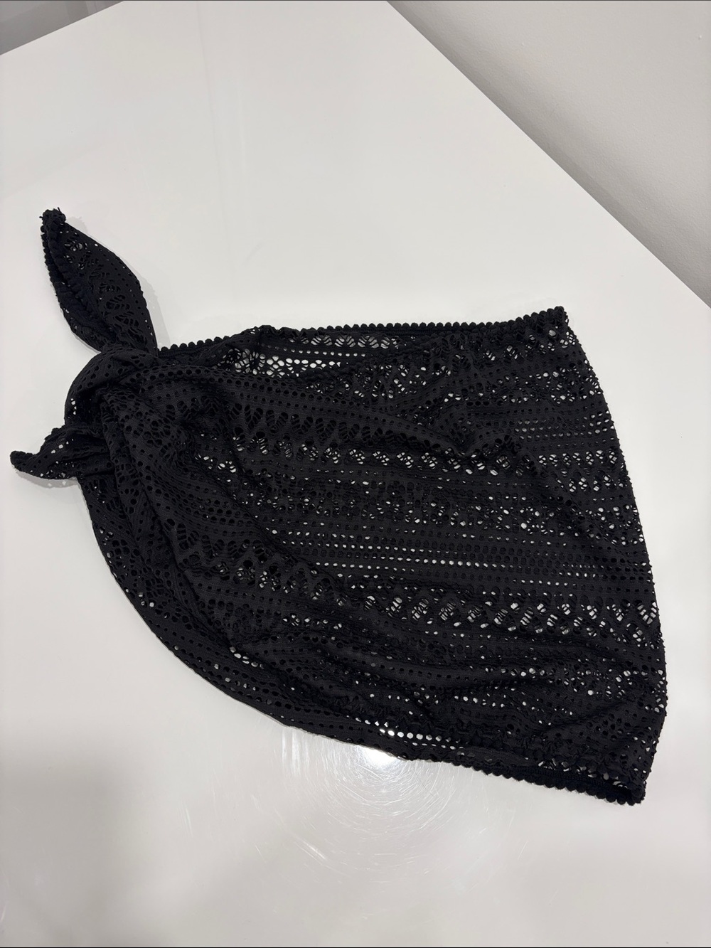 Black Crochet Swim Sarong Wrap - Women Swim